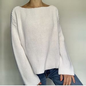 Vince White Knit Boatneck Sweater - Small